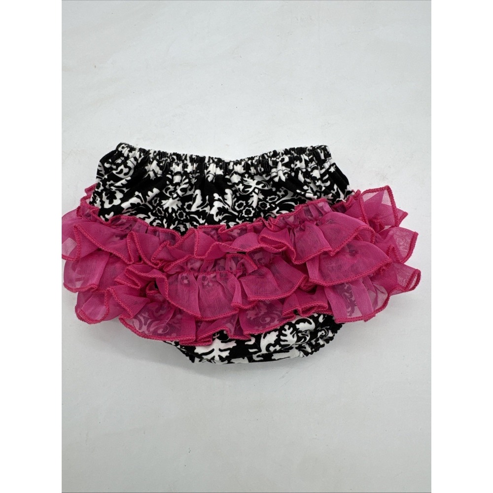 Reflectionz Cotton Blend Diaper Cover Black White Pink Ruffles 3-6 Mths Photos